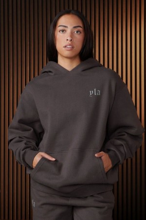 Women's YoungLA Gym W520 Urban Layer Hoodie Hoodies Eclipse | IM8674-295 USA