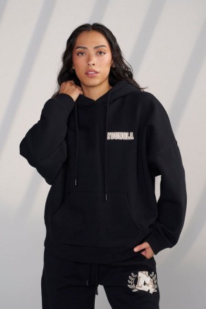 Women's YoungLA Gym W524 Teddy Hoodie Hoodies Black | OM4807-659 USA