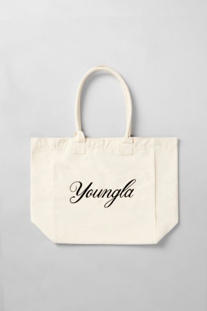 Women's YoungLA Gym W603 Explorer Tote Bag Bags Beige | GM2053-947 USA