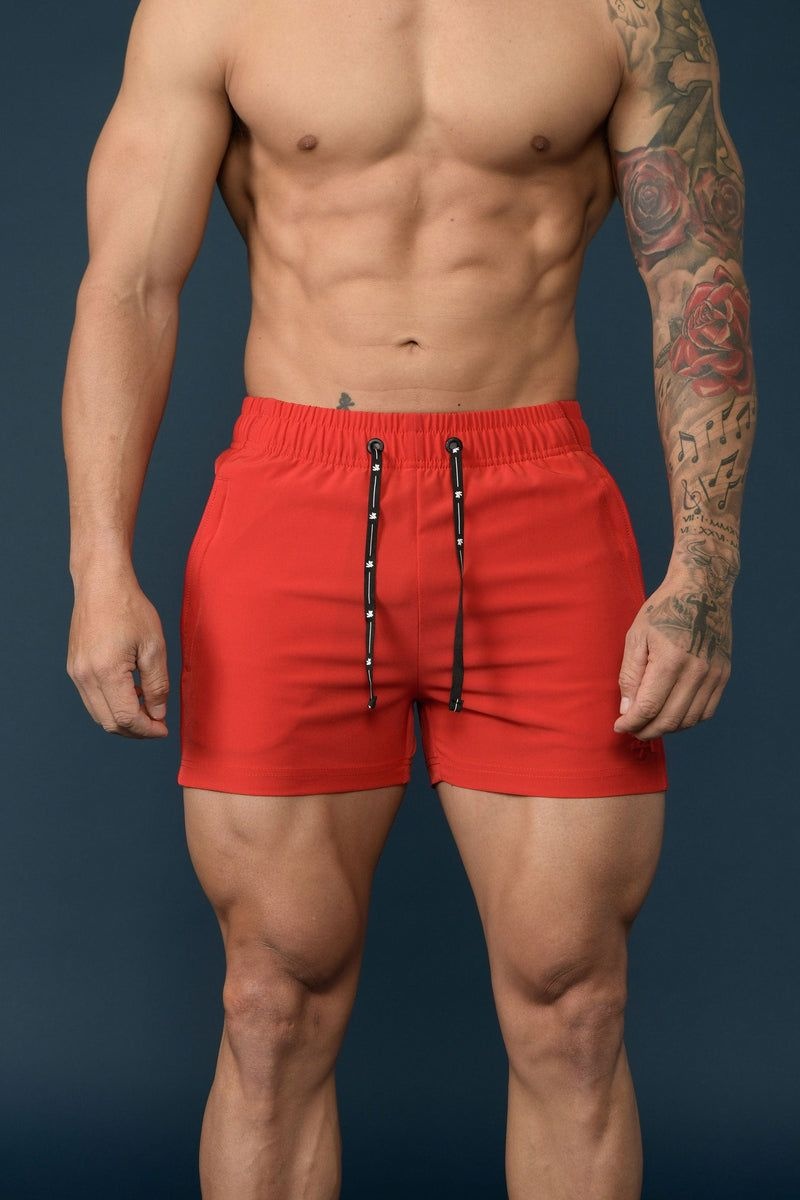 Men\'s YoungLA Gym 101 Bodybuilding Short Shorts Shorts Red | PD5831-609 USA