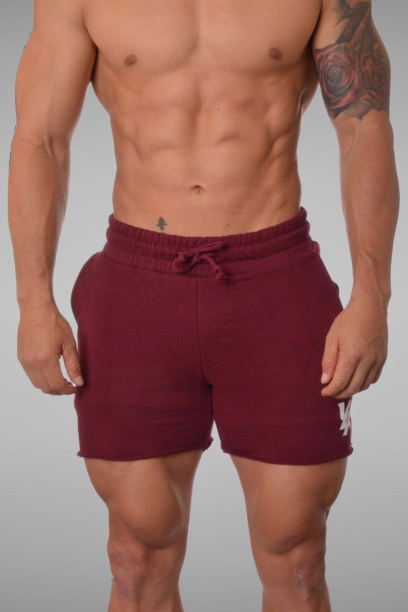 Men\'s YoungLA Gym 102 Bodybuilding French Terry Shorts Shorts Burgundy | HS9531-274 USA