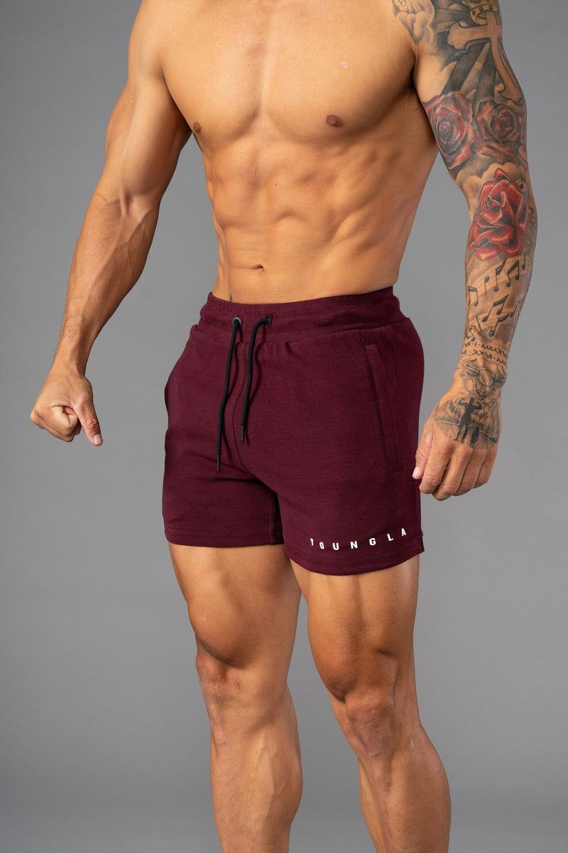 Men\'s YoungLA Gym 113 The Perfect Short Shorts Shorts Wine | EM7468-210 USA