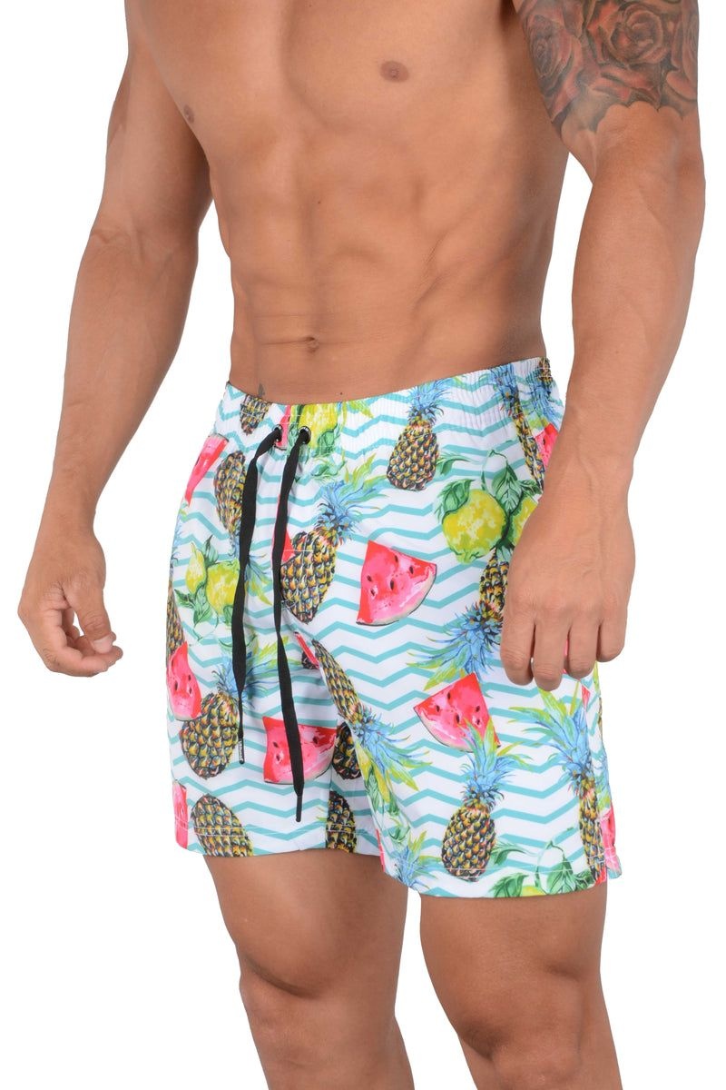 Men's YoungLA Gym 128 Abstract Swim Shorts inch22 Shorts Disguised Tiger | PS6091-548 USA