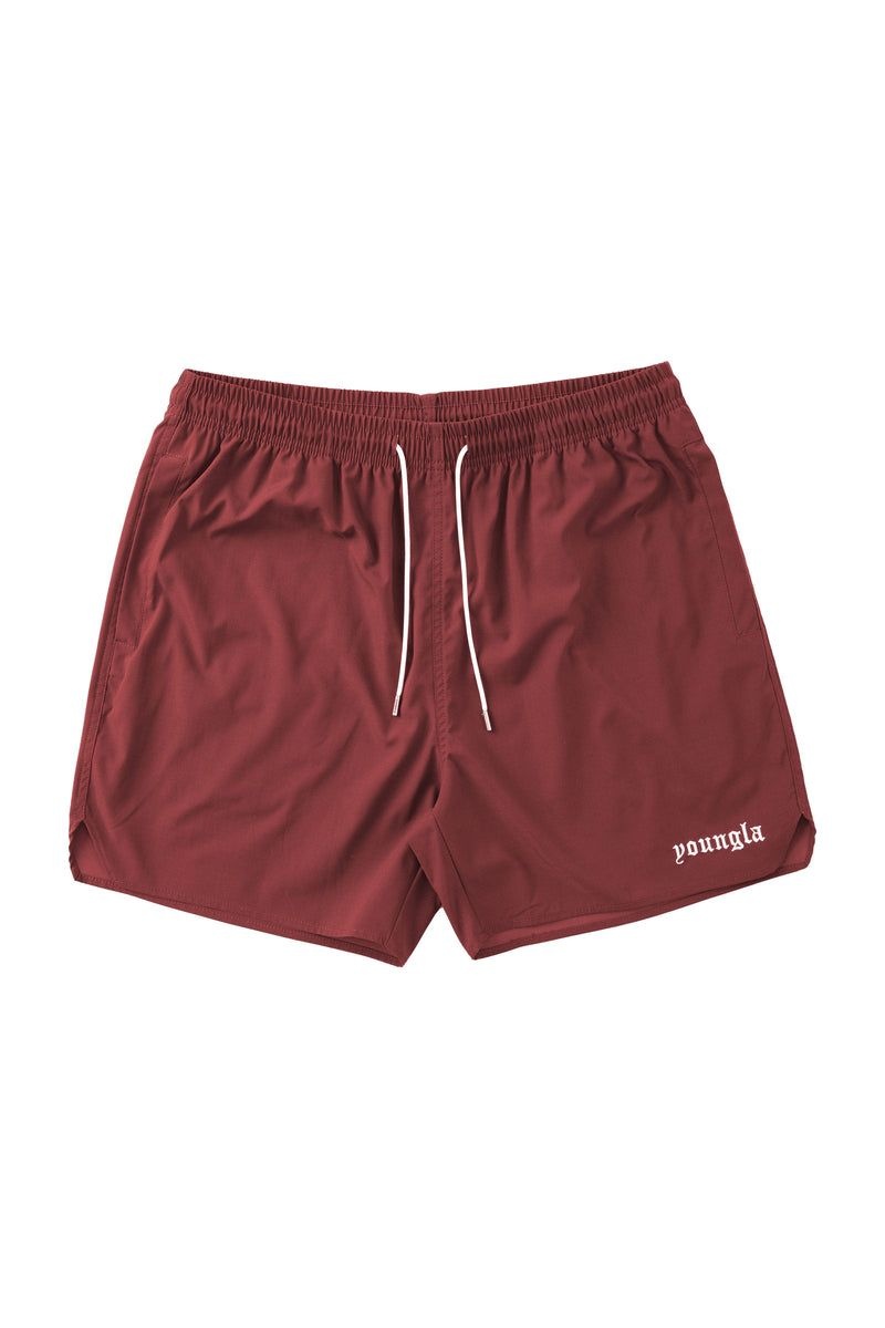 Men\'s YoungLA Gym 131 The Finest Shorts Shorts Burgundy | PZ7981-645 USA