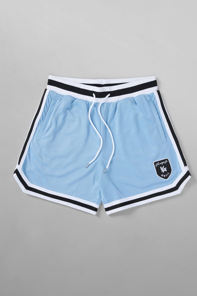 Men\'s YoungLA Gym 133 Home Plate Shorts Shorts Carolina Blue | HW0718-532 USA