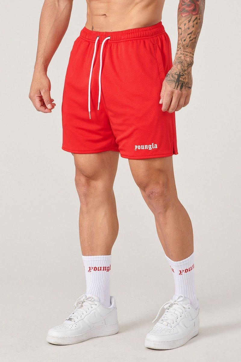 Men\'s YoungLA Gym 134 Game-Time Shorts & Socks Set Shorts Red | DV4871-529 USA