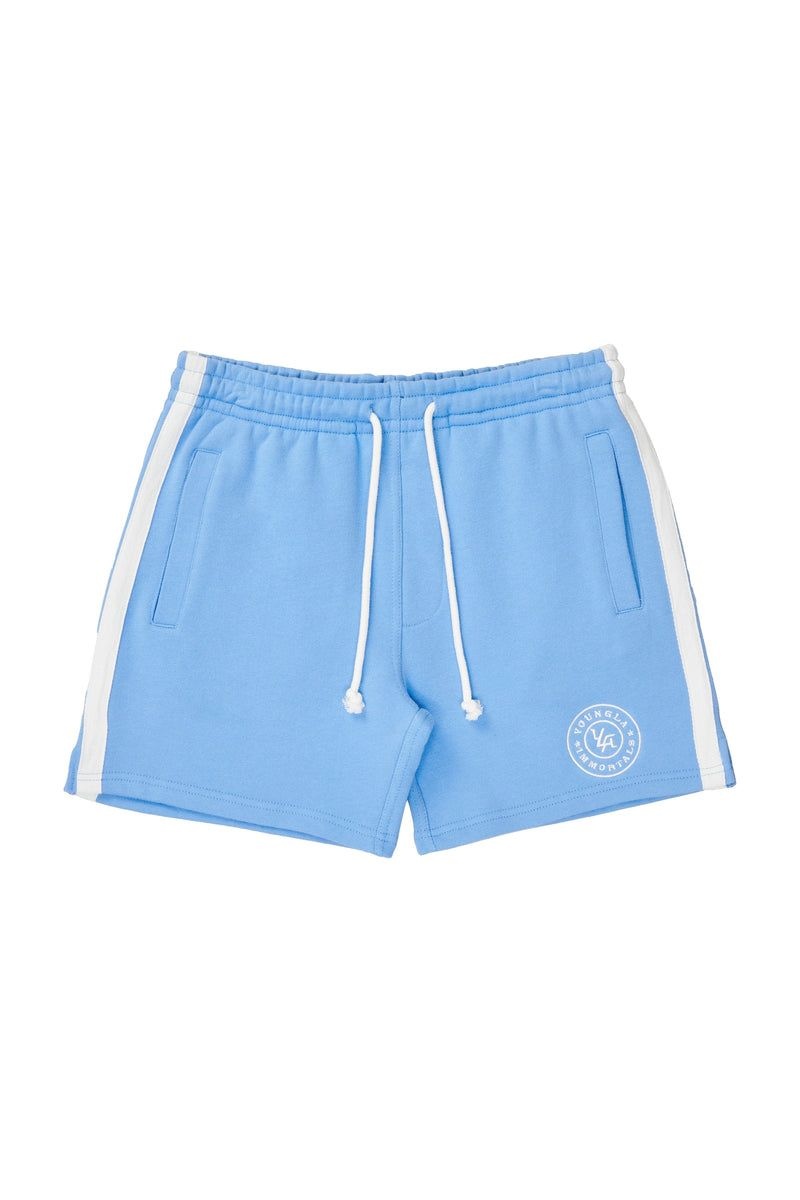 Men\'s YoungLA Gym 137 Golden Era Bodybuilding Shorts Shorts Carolina Blue | CF5082-697 USA