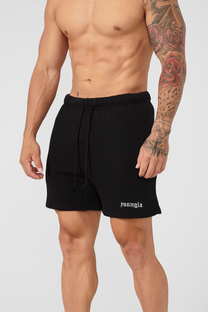 Men's YoungLA Gym 139 Earthy Collection Shorts Shorts Black | EV4057-862 USA