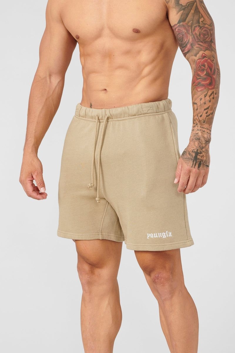 Men's YoungLA Gym 139 Earthy Collection Shorts Shorts Black | EV4057-862 USA