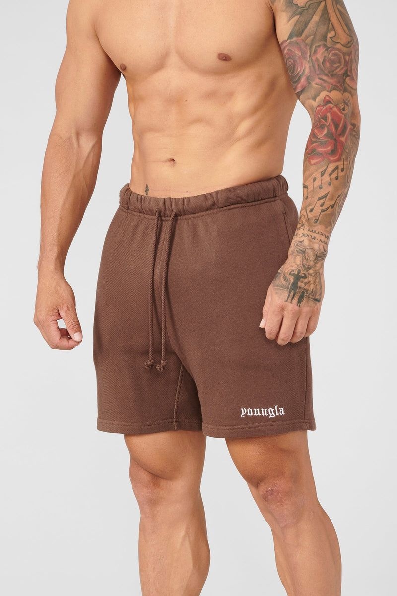 Men's YoungLA Gym 139 Earthy Collection Shorts Shorts Black | EV4057-862 USA