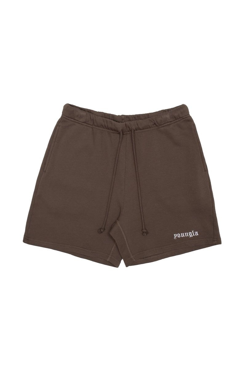 Men\'s YoungLA Gym 139 Earthy Collection Shorts Shorts Chocolate | KR1395-264 USA