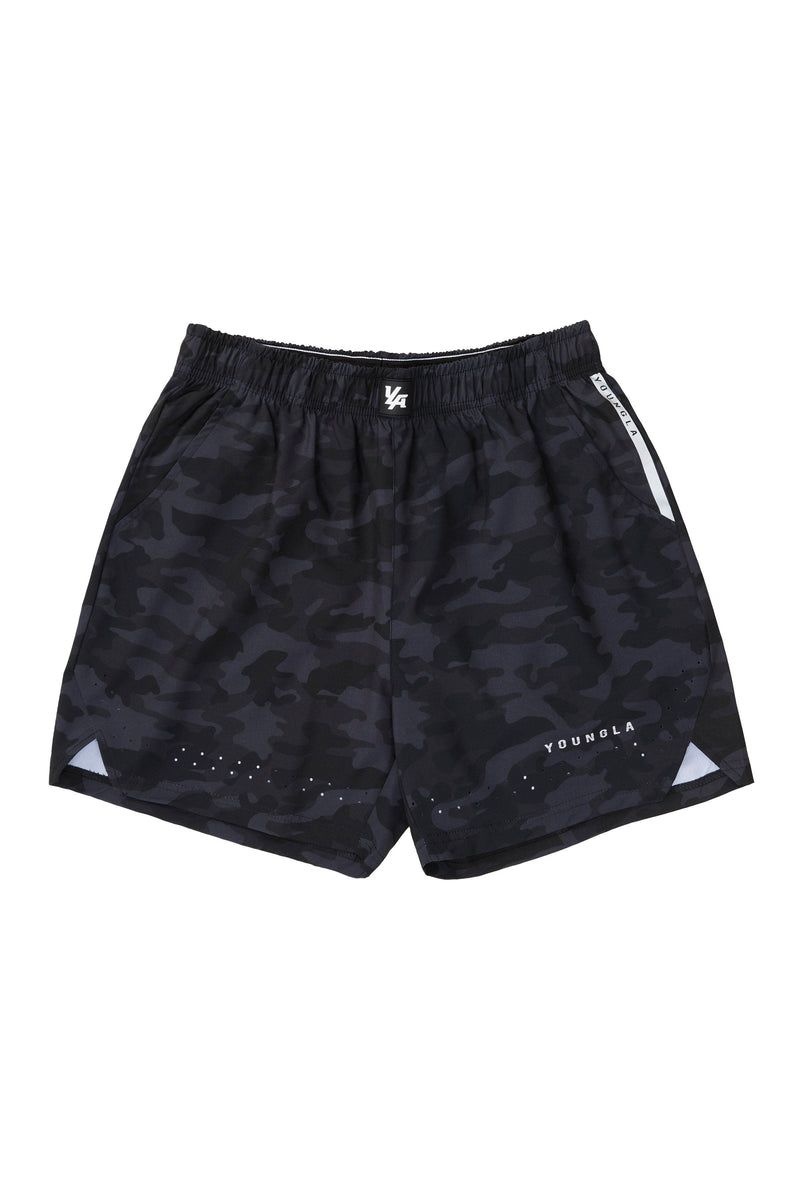 Men\'s YoungLA Gym 146 Sprint Shorts Shorts Camo Black | QF6347-192 USA