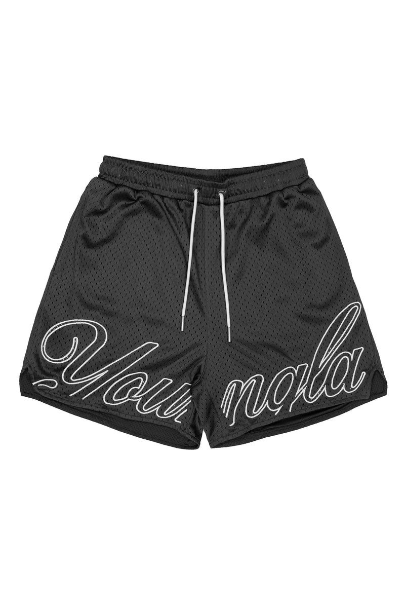 Men\'s YoungLA Gym 155 Championship Shorts Shorts Black | OF3184-590 USA