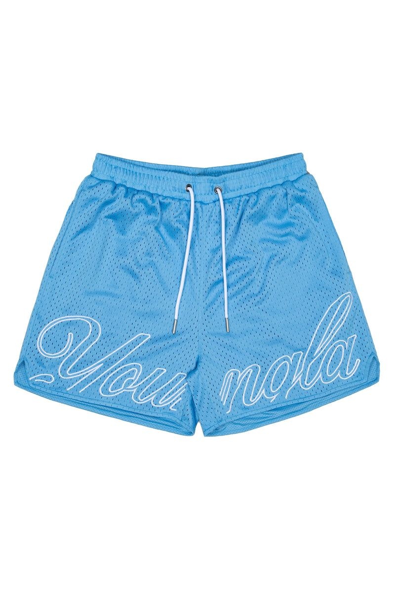 Men\'s YoungLA Gym 155 Championship Shorts Shorts Carolina Blue | ZI4205-986 USA