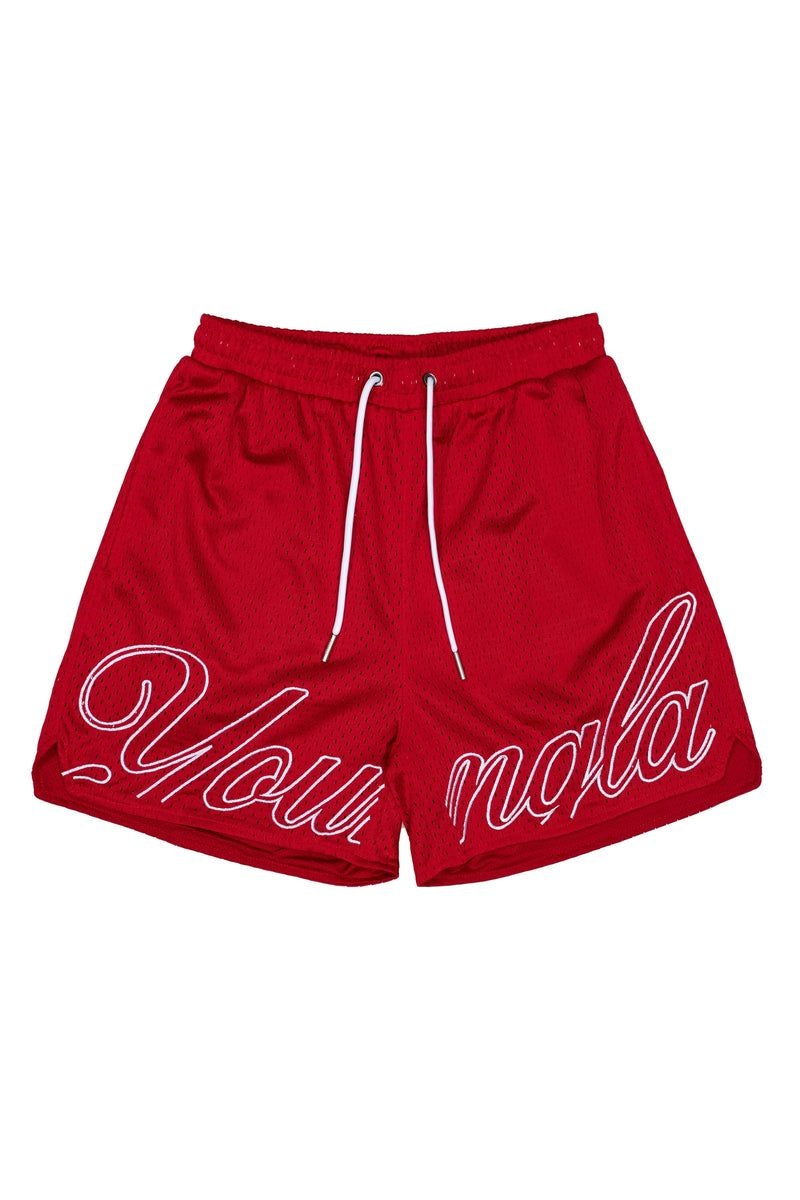 Men\'s YoungLA Gym 155 Championship Shorts Shorts Red | GH1047-386 USA