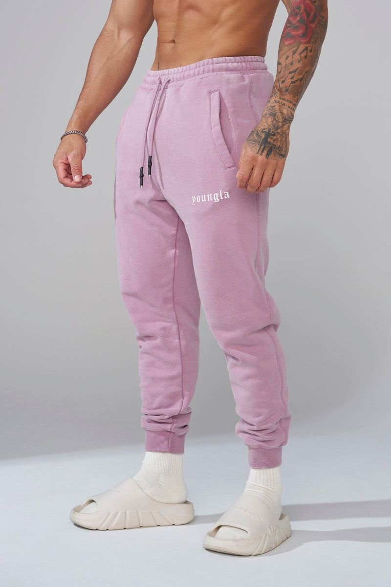 Men\'s YoungLA Gym 2022 Love Sets Joggers Joggers Pink Wash | TK8701-269 USA