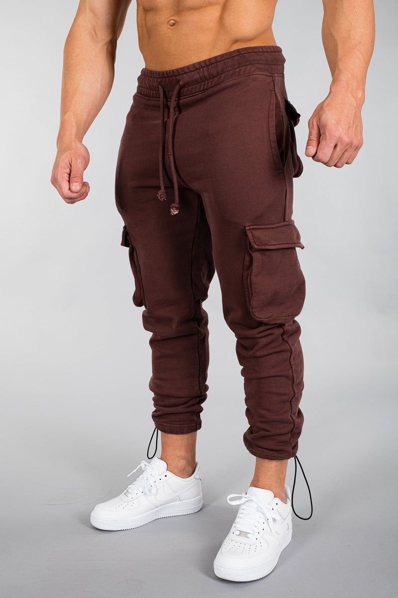 Men\'s YoungLA Gym 206 Rambo Combat Joggers Joggers Brown Wash | XT8329-547 USA