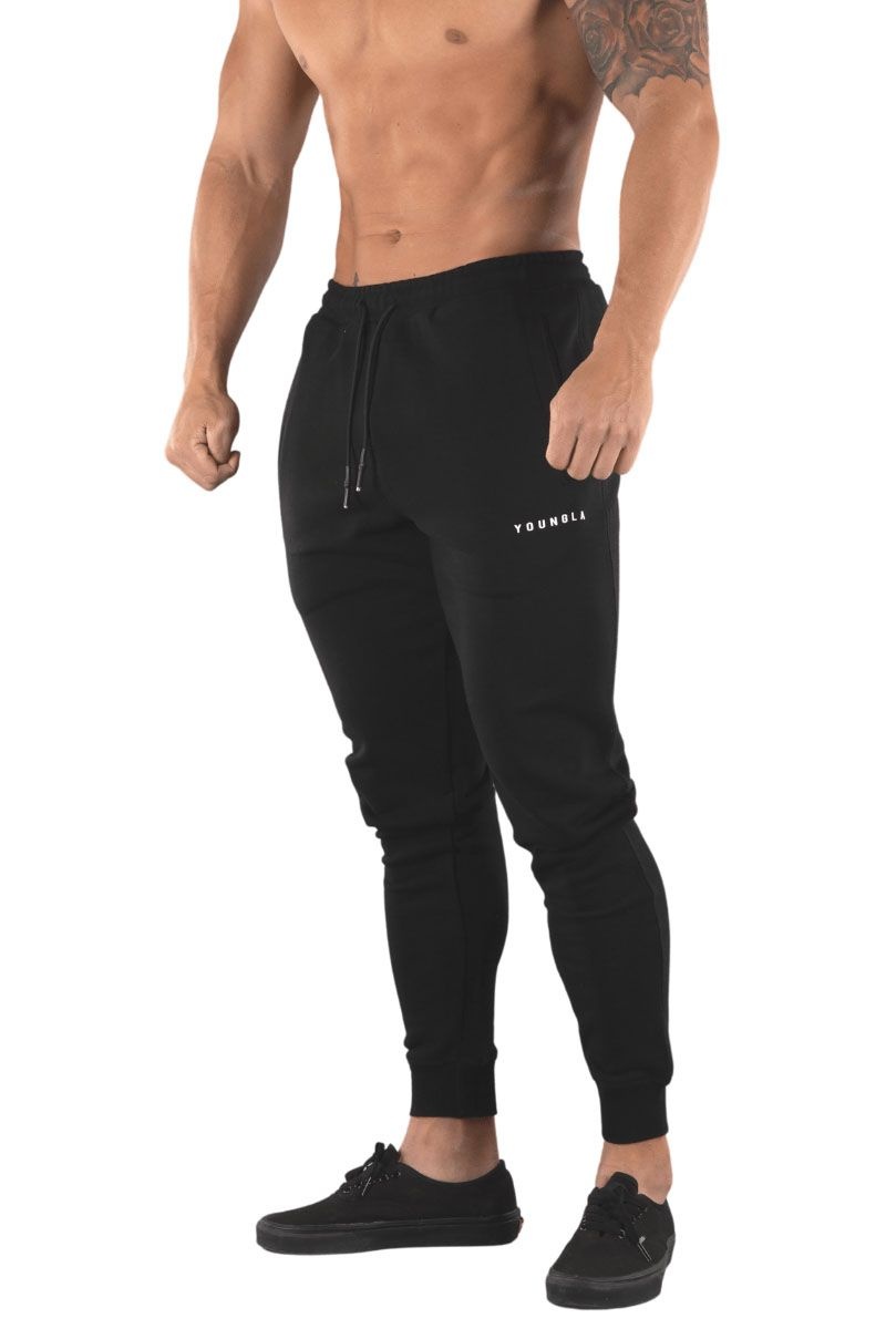 Men's YoungLA Gym 213 Elite Joggers Joggers Coal | OA6814-359 USA