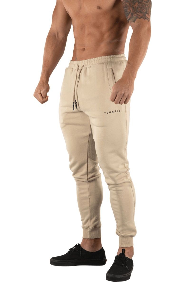 Men\'s YoungLA Gym 213 Elite Joggers Joggers Sand | ZW5271-089 USA