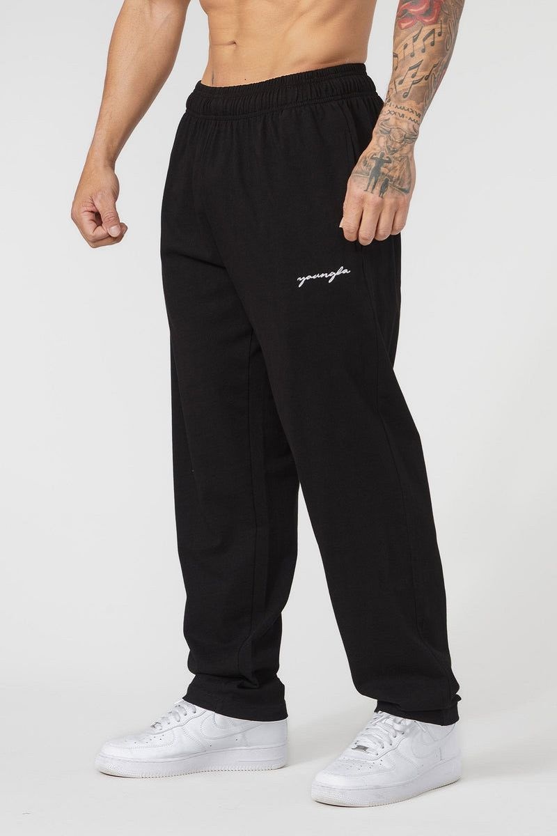 Men's YoungLA Gym 215 No Cuff Pump Covers Joggers Black | MA6324-019 USA