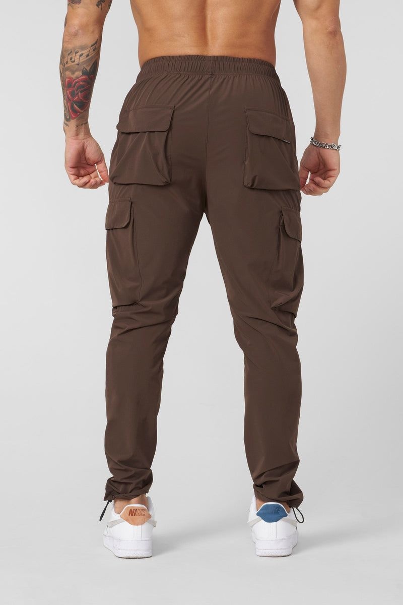 Men's YoungLA Gym 218 Travel Cargo Joggers Joggers Brown | NX1489-027 USA