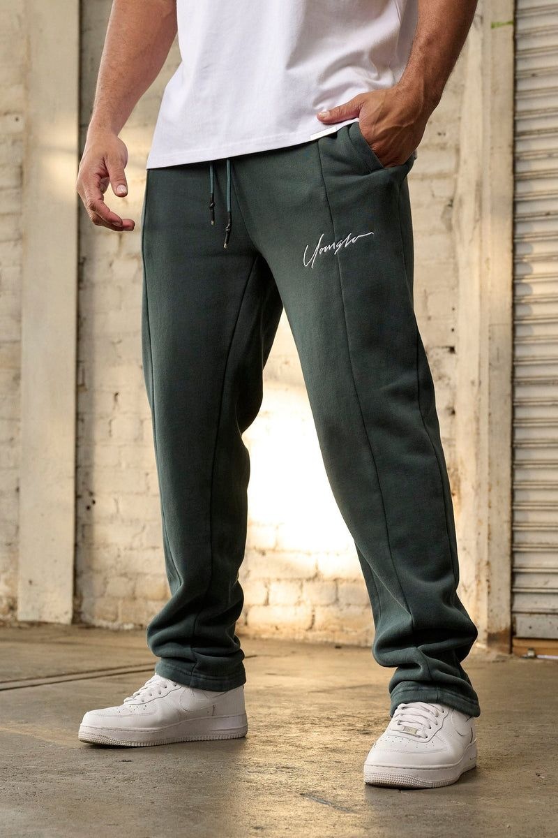 Men's YoungLA Gym 229 Frontline Sweat Pants Joggers Black Wash | HU6980-513 USA