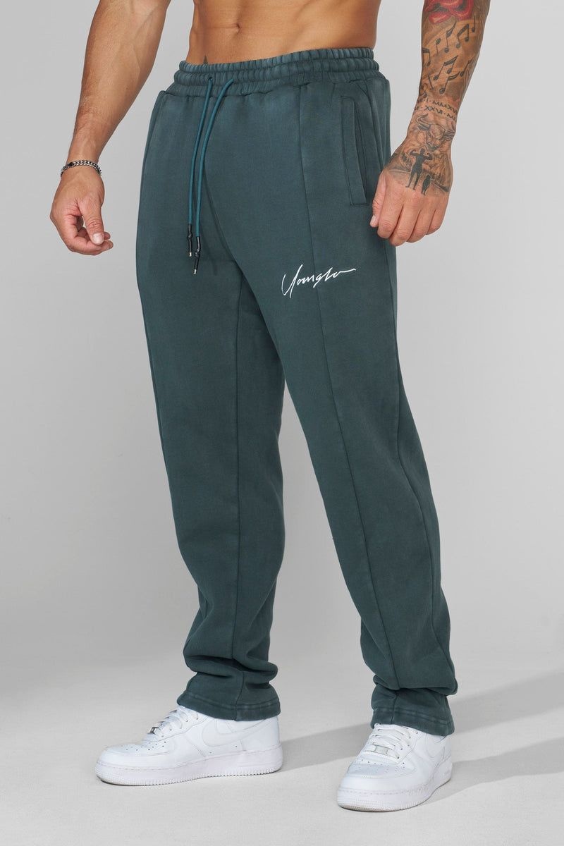 Men\'s YoungLA Gym 229 Frontline Sweat Pants Joggers Teal Wash | NI5421-687 USA