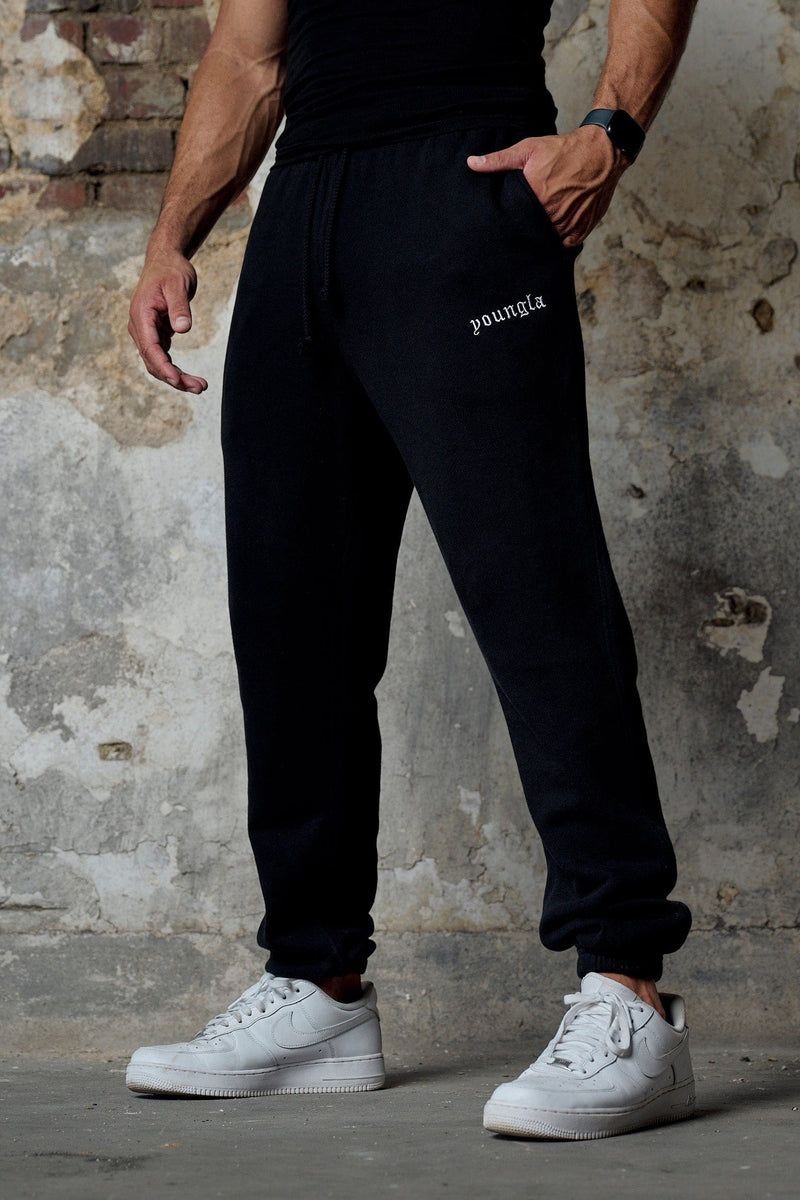 Men's YoungLA Gym 239 Earthy Collection Joggers Joggers Black | DU5360-897 USA