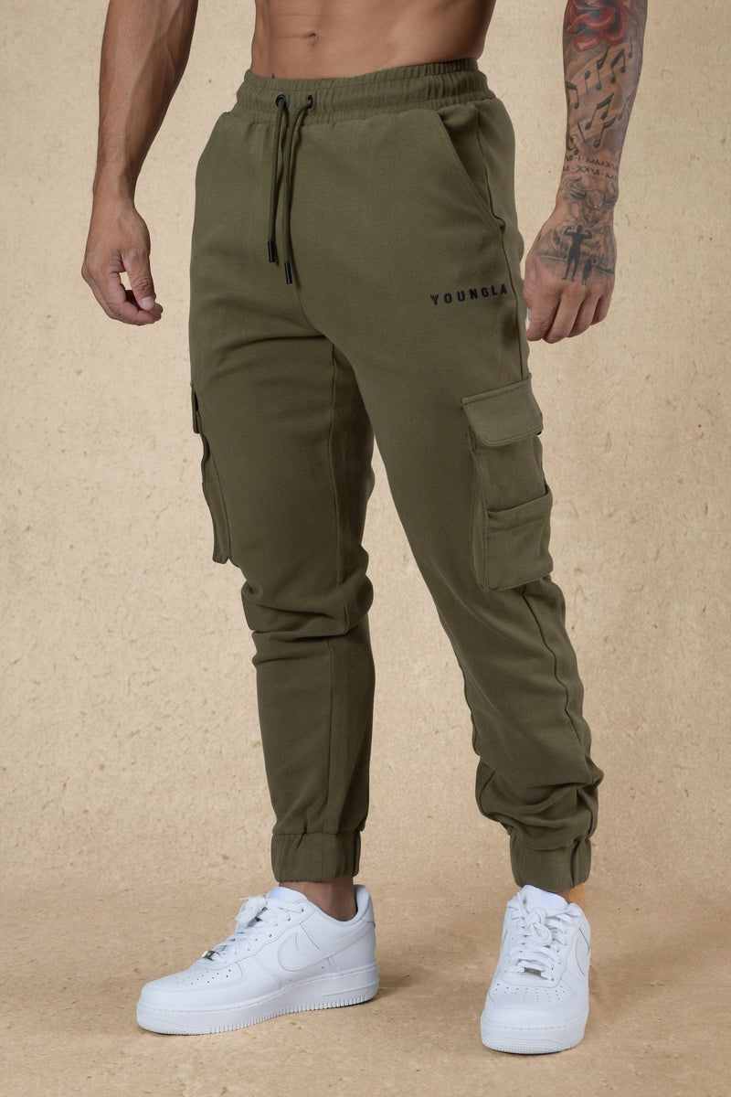 Men\'s YoungLA Gym 240 Cloud Rambo Joggers Joggers Olive | BT0436-812 USA