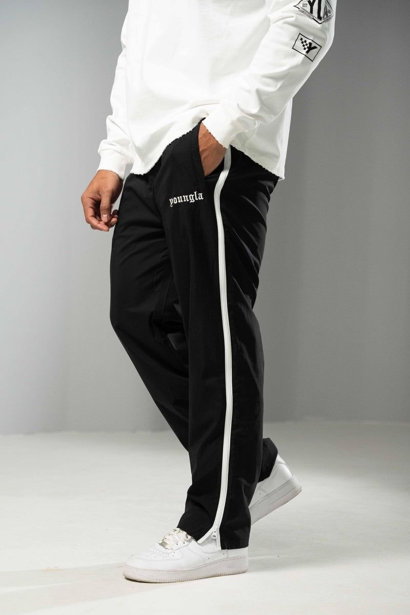 Men's YoungLA Gym 246 Side Zipper Joggers Joggers Black | ZK0458-729 USA