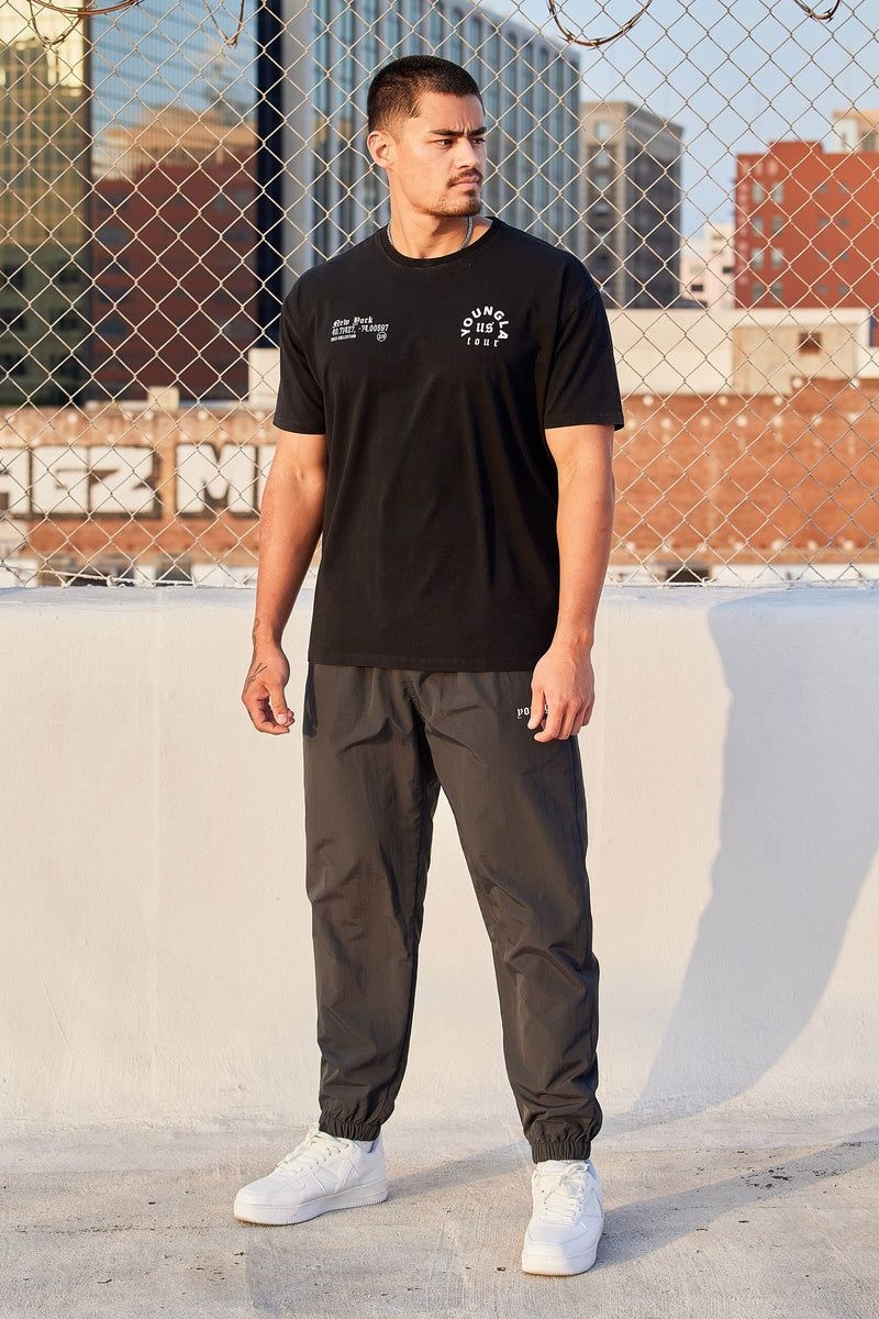 Men's YoungLA Gym 254 Swish Joggers Joggers Black | WN2103-458 USA