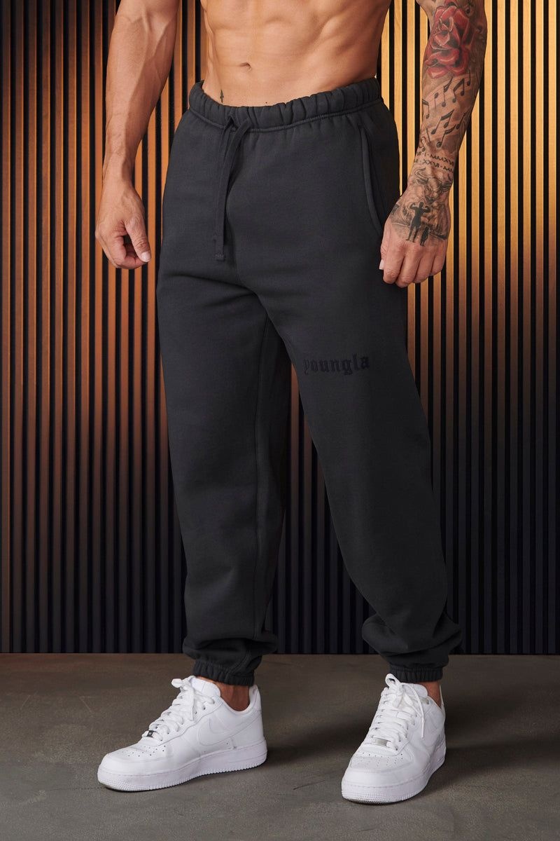 Men's YoungLA Gym 266 Cloud 9 Joggers Joggers Black | PV6152-907 USA