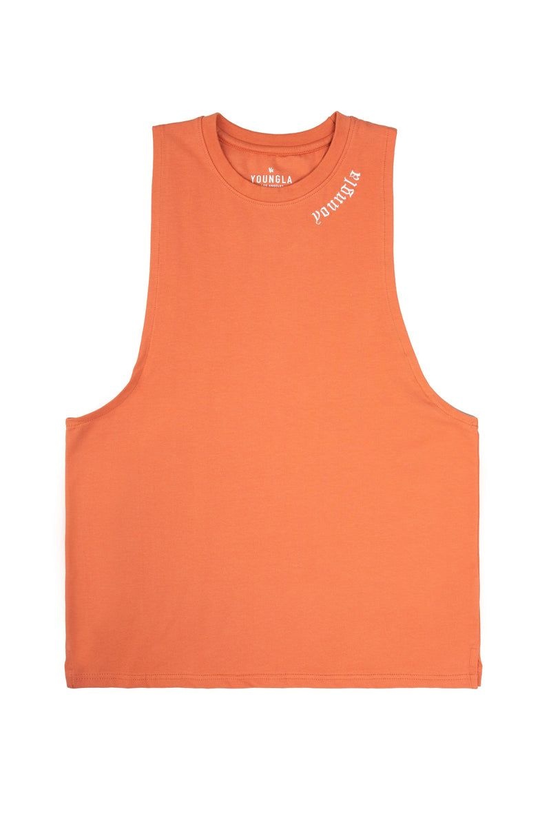 Men\'s YoungLA Gym 303 Old English Tanks Tanks Rusty Orange | WX0879-516 USA