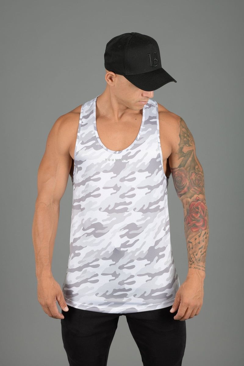 Men's YoungLA Gym 305 Performance Line Tank Tops Tanks Black | KS9305-671 USA