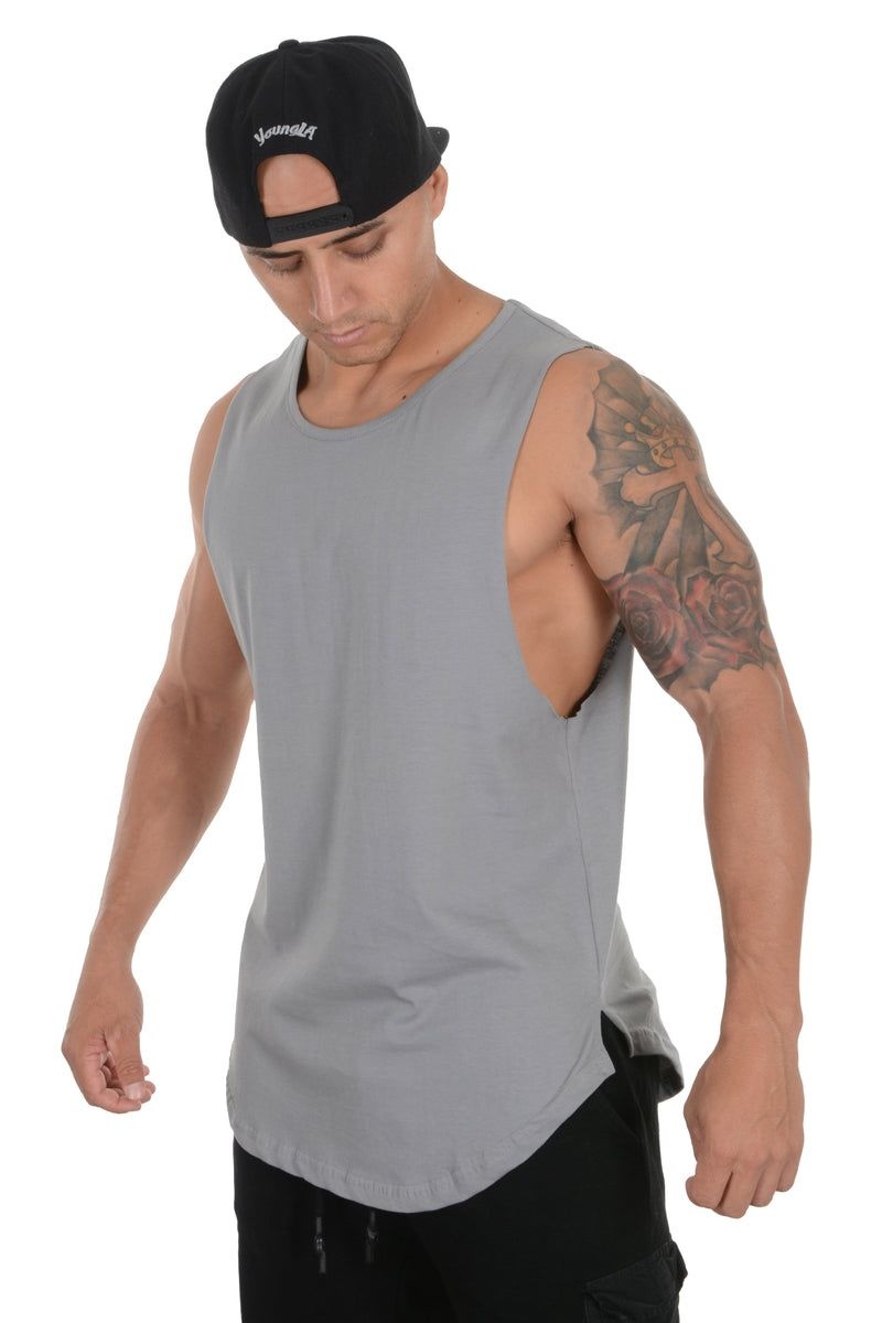 Men's YoungLA Gym 308 Muscle Tanks Tanks Black | SG2481-796 USA