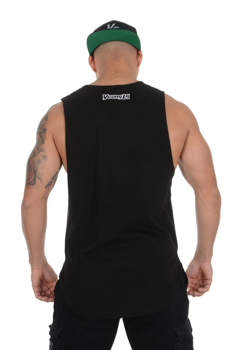 Men's YoungLA Gym 308 Muscle Tanks Tanks Black | SG2481-796 USA