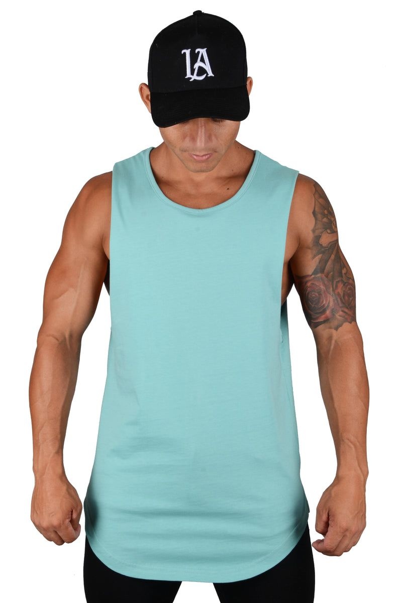 Men\'s YoungLA Gym 308 Muscle Tanks Tanks Sea Green | RP5921-736 USA