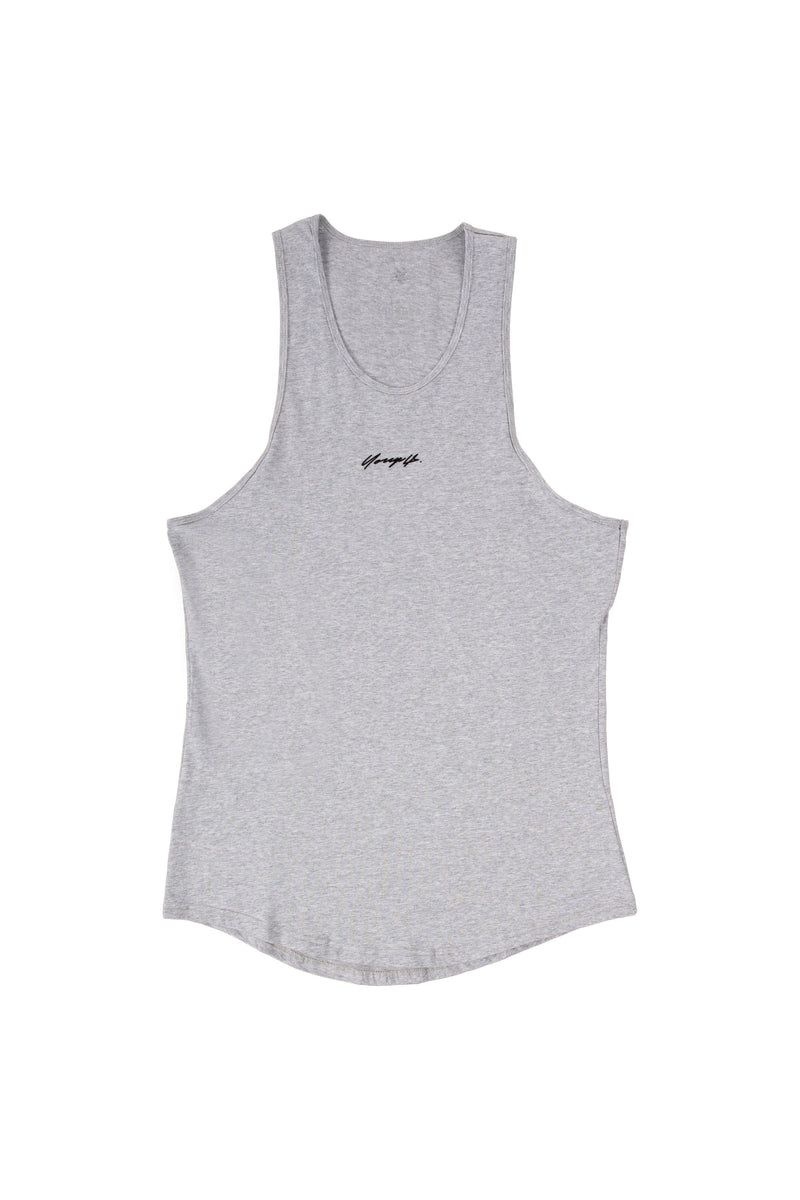 Men\'s YoungLA Gym 309 Signature Tanks Tanks Heather Grey | OC2864-057 USA