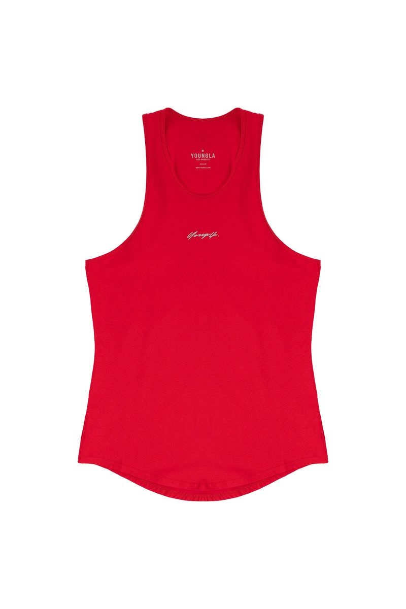 Men\'s YoungLA Gym 309 Signature Tanks Tanks Red | XM2463-708 USA