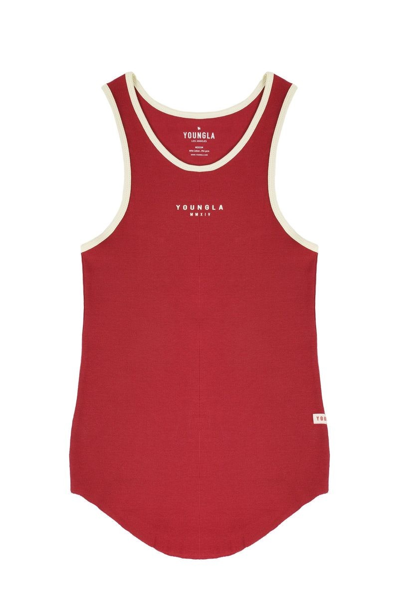 Men\'s YoungLA Gym 313 Rocket Rib Tanks Tanks Red | XW6928-174 USA