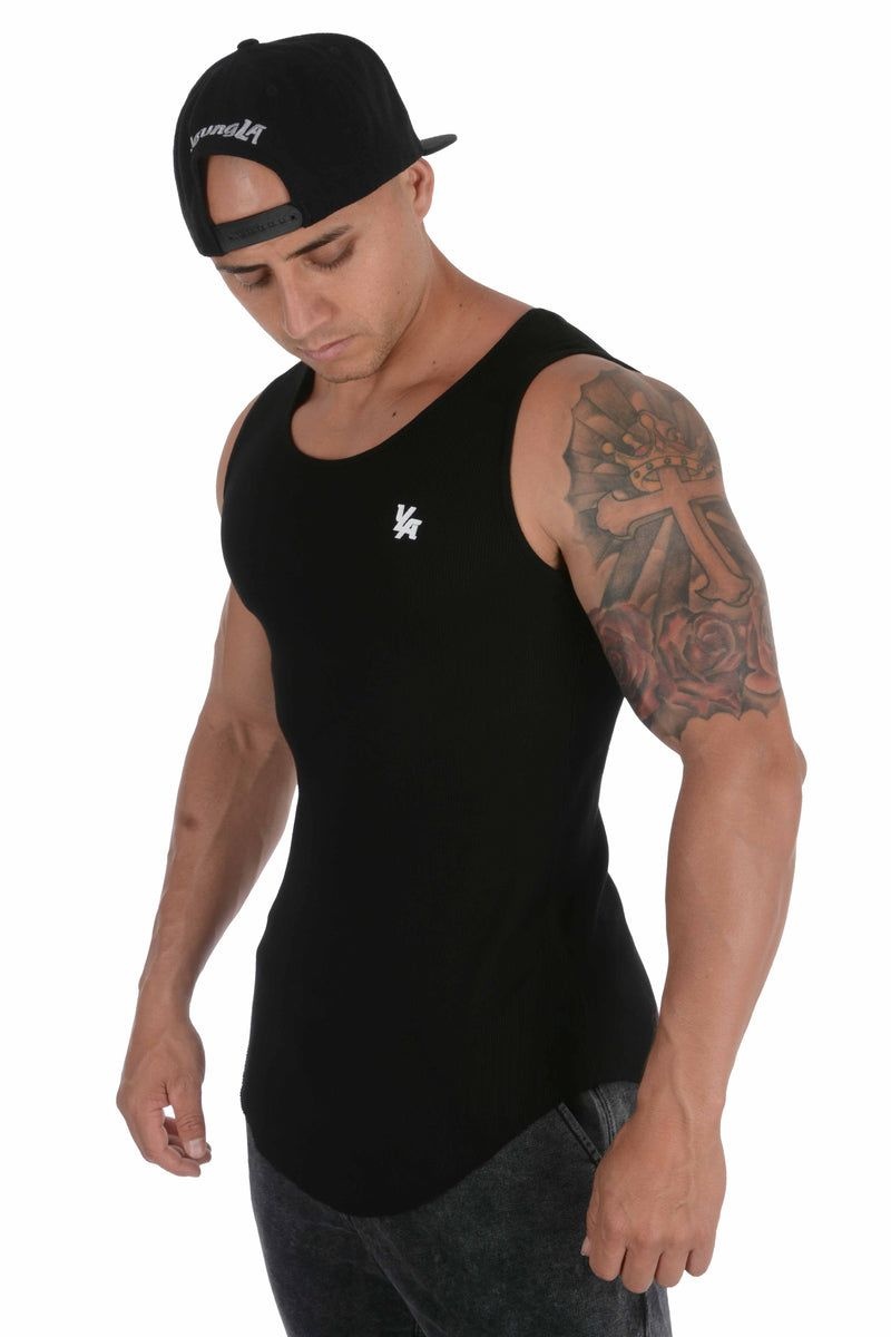 Men's YoungLA Gym 314 Scoop Bottom Ribbed Tank Tanks Grey Silver | MT6423-851 USA