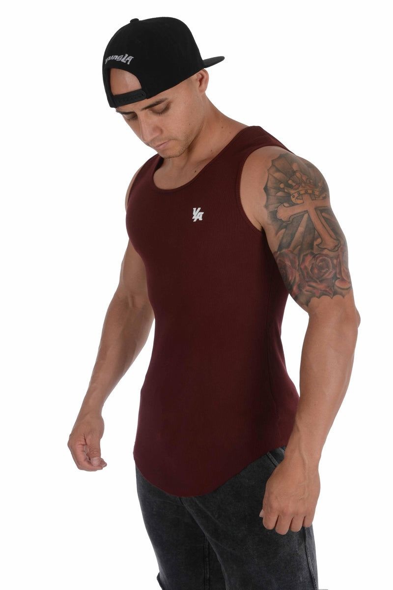 Men's YoungLA Gym 314 Scoop Bottom Ribbed Tank Tanks Grey Silver | MT6423-851 USA