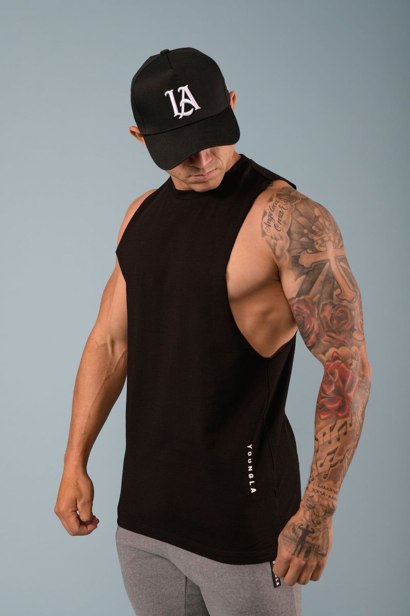 Men's YoungLA Gym 317 Delt Tanks Tanks Black | YA2863-751 USA