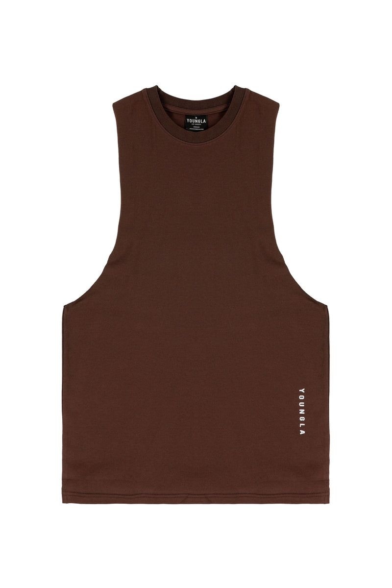 Men\'s YoungLA Gym 317 Delt Tanks Tanks Brown | OM1850-643 USA