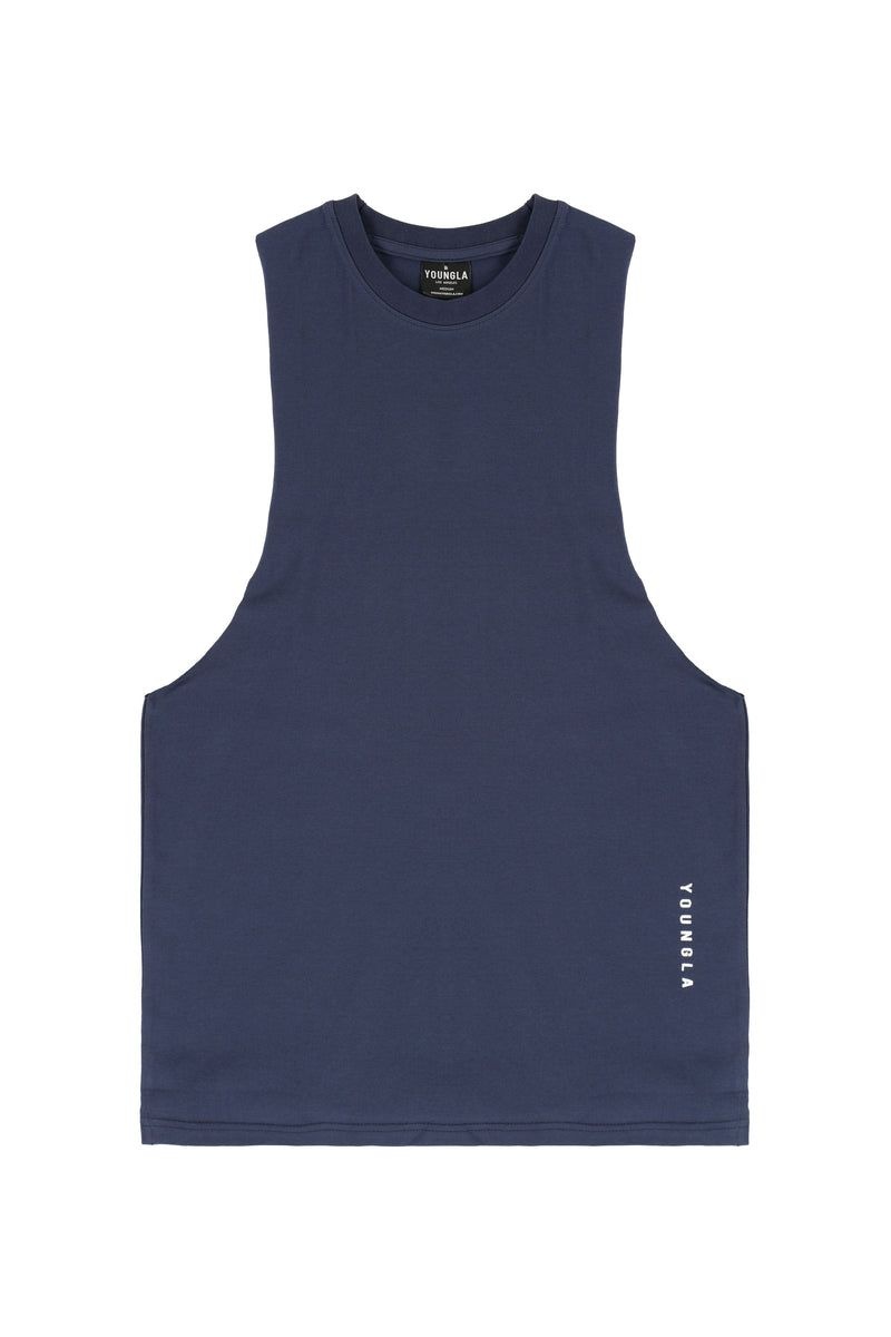 Men\'s YoungLA Gym 317 Delt Tanks Tanks Navy | GS9610-254 USA