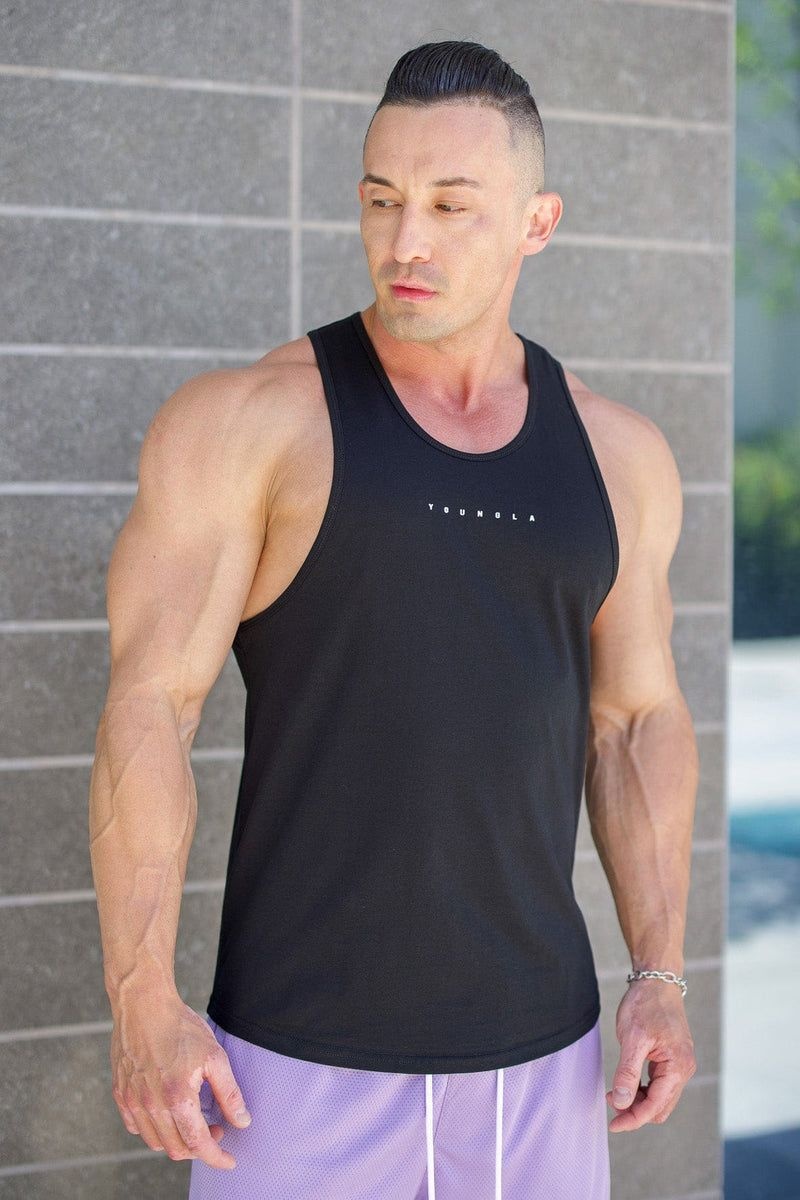 Men's YoungLA Gym 320 Momentum Tanks Tanks Black | KS2187-490 USA