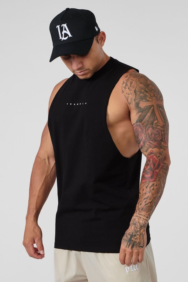 Men's YoungLA Gym 323 Autograph Delt Tanks Tanks Black | TZ2309-417 USA