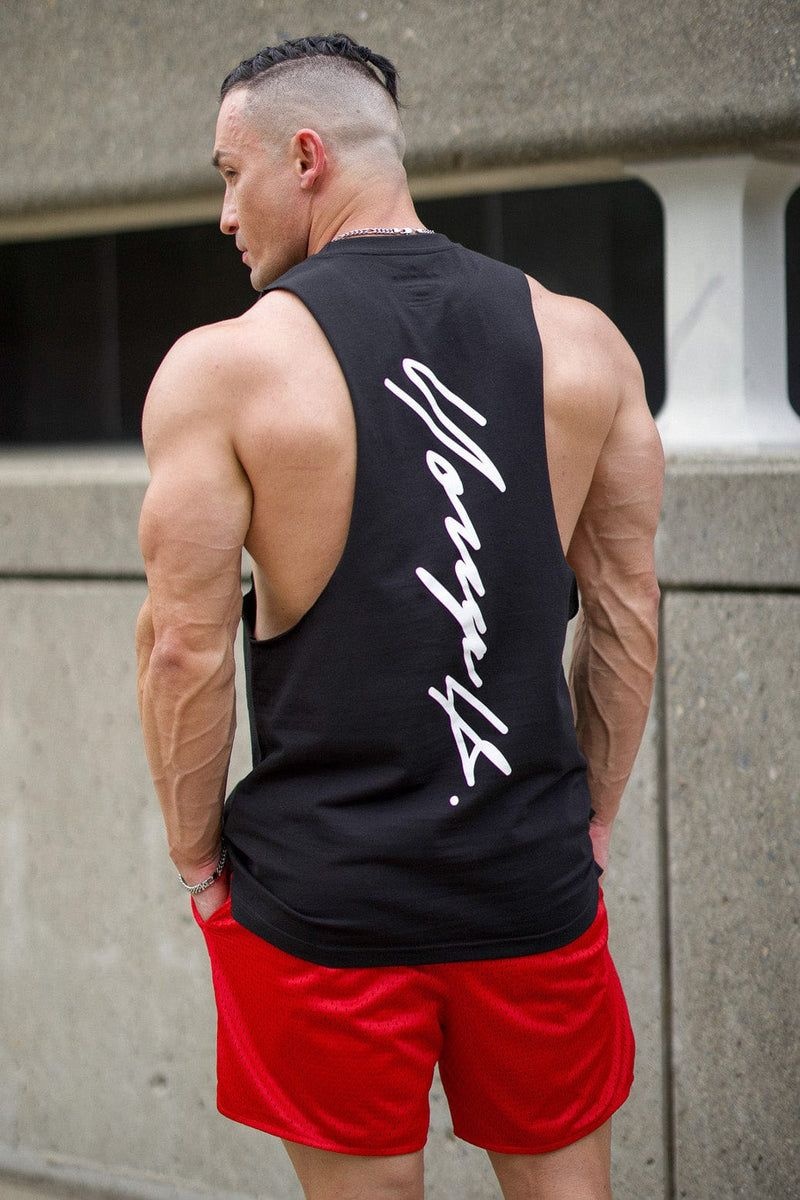 Men's YoungLA Gym 323 Autograph Delt Tanks Tanks Black | TZ2309-417 USA