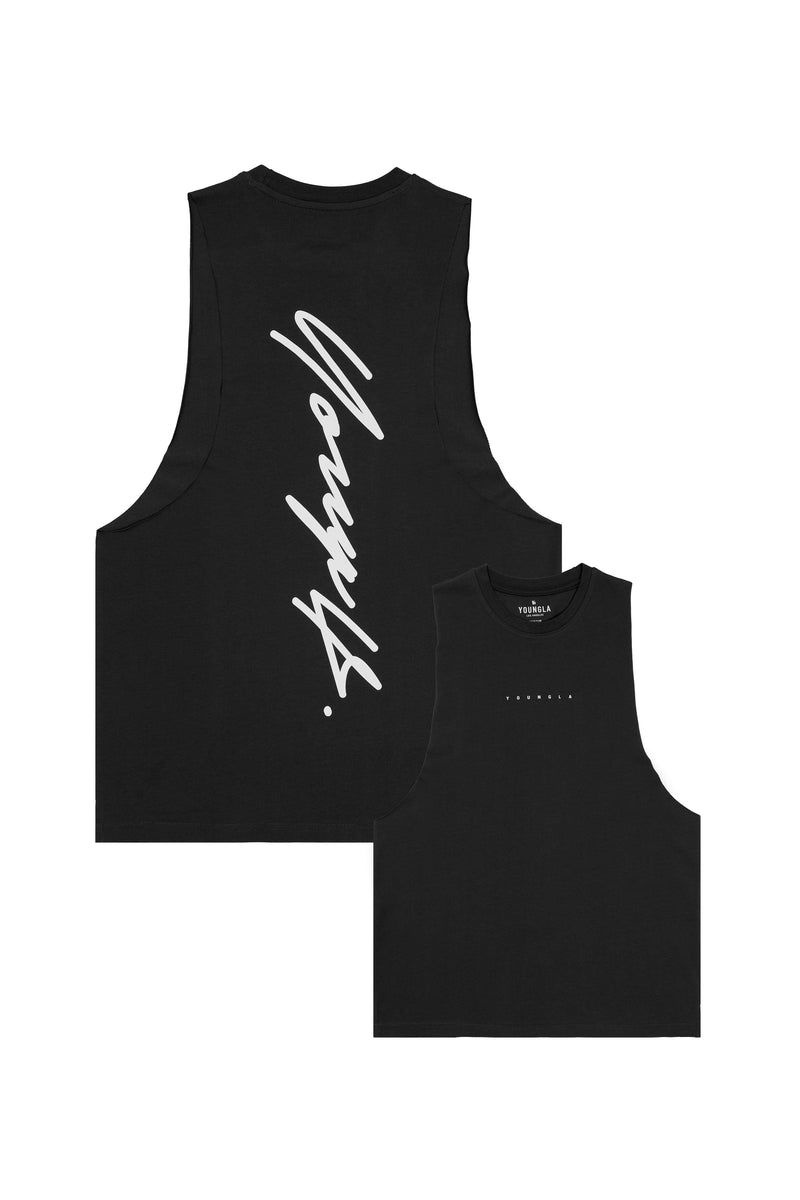 Men\'s YoungLA Gym 323 Autograph Delt Tanks Tanks Black | TZ2309-417 USA