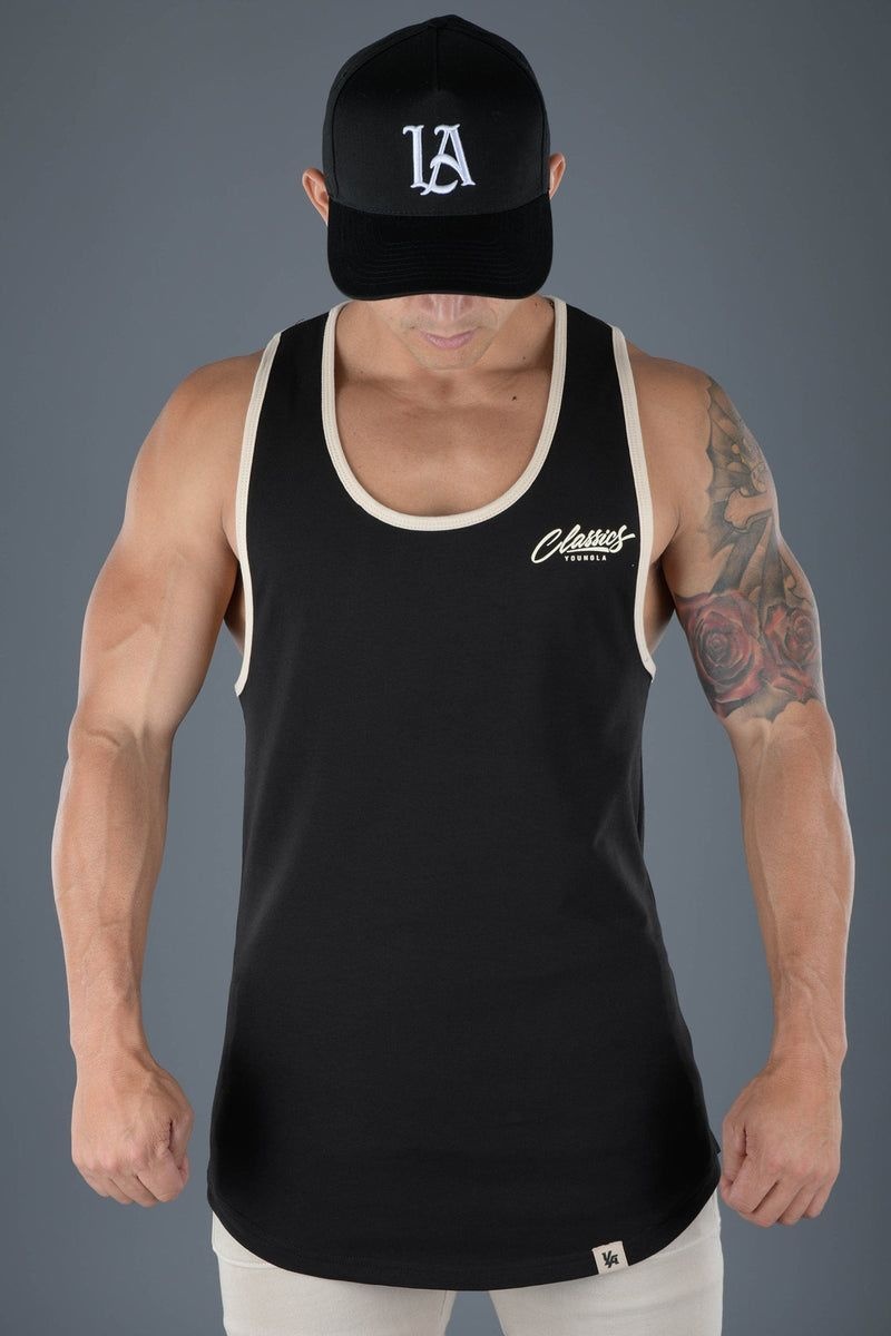 Men\'s YoungLA Gym 324 Classics Stringer Tank Tanks Black | RE7394-260 USA